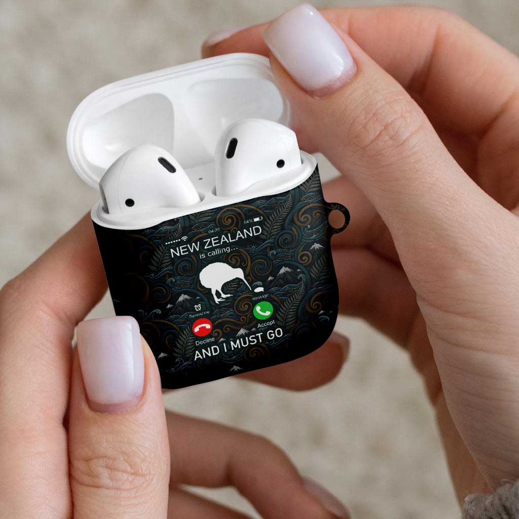 New Zealand is Calling and I Must Go AirPods Case Kiwi Bird Silhouette