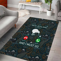 New Zealand is Calling and I Must Go Area Rug Kiwi Bird Silhouette