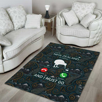 New Zealand is Calling and I Must Go Area Rug Kiwi Bird Silhouette