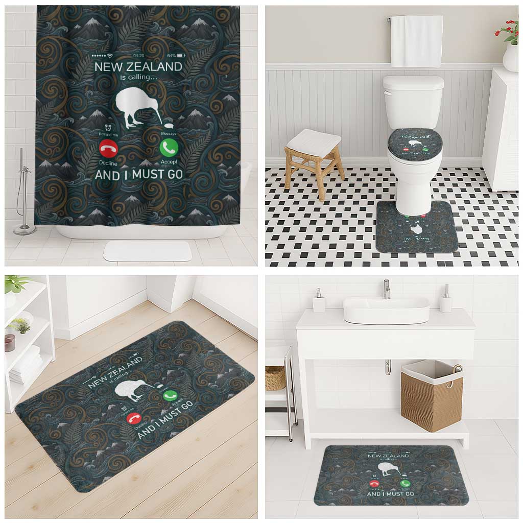 New Zealand is Calling and I Must Go Bathroom Set Kiwi Bird Silhouette TS04 - Polynesian Pride