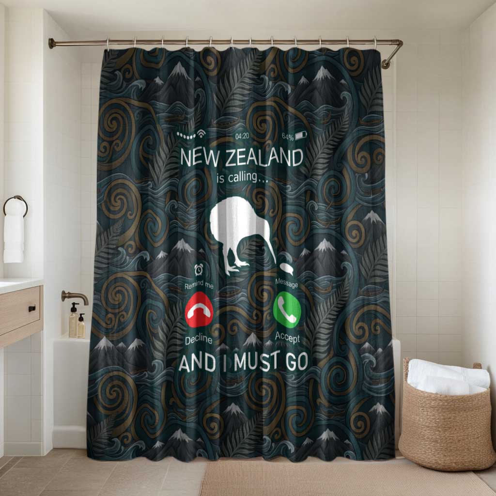 New Zealand is Calling and I Must Go Bathroom Set Kiwi Bird Silhouette TS04 Shower Curtain Only Multicolor - Polynesian Pride