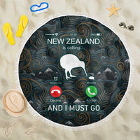 New Zealand is Calling and I Must Go Beach Blanket Kiwi Bird Silhouette TS04 One Size 150cm Multicolor - Polynesian Pride
