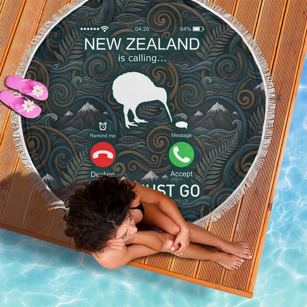 New Zealand is Calling and I Must Go Beach Blanket Kiwi Bird Silhouette TS04 - Polynesian Pride