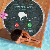 New Zealand is Calling and I Must Go Beach Blanket Kiwi Bird Silhouette TS04 - Polynesian Pride
