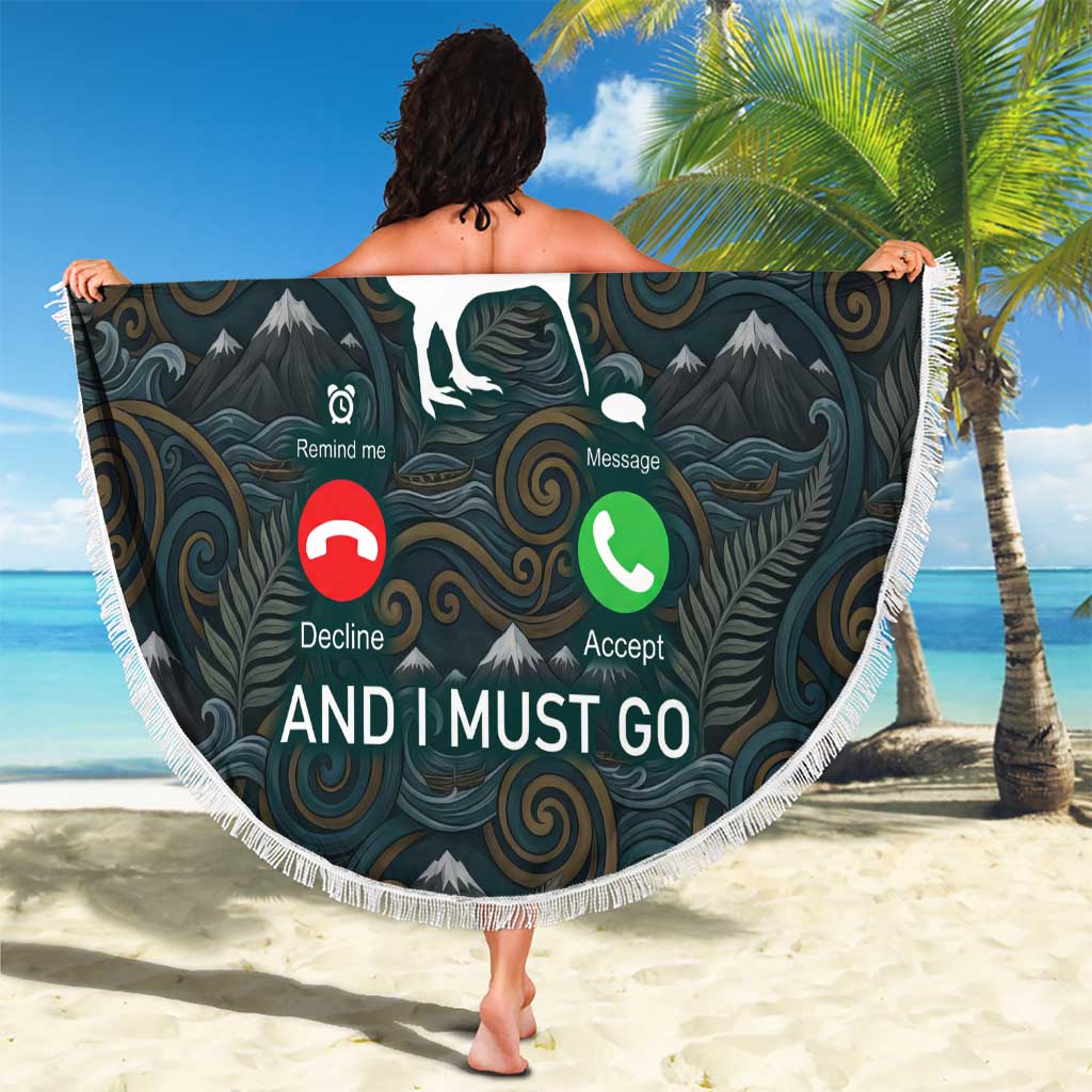 New Zealand is Calling and I Must Go Beach Blanket Kiwi Bird Silhouette TS04 - Polynesian Pride