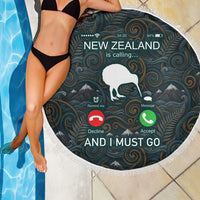 New Zealand is Calling and I Must Go Beach Blanket Kiwi Bird Silhouette TS04 - Polynesian Pride