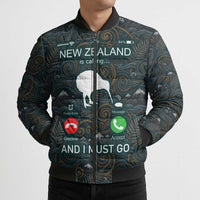 New Zealand is Calling and I Must Go Bomber Puffer Jacket Kiwi Bird Silhouette TS04 - Polynesian Pride
