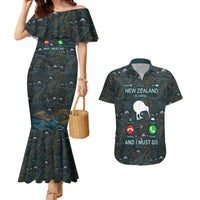 New Zealand is Calling and I Must Go Couples Matching Mermaid Dress and Hawaiian Shirt Kiwi Bird Silhouette TS04 Multicolor - Polynesian Pride