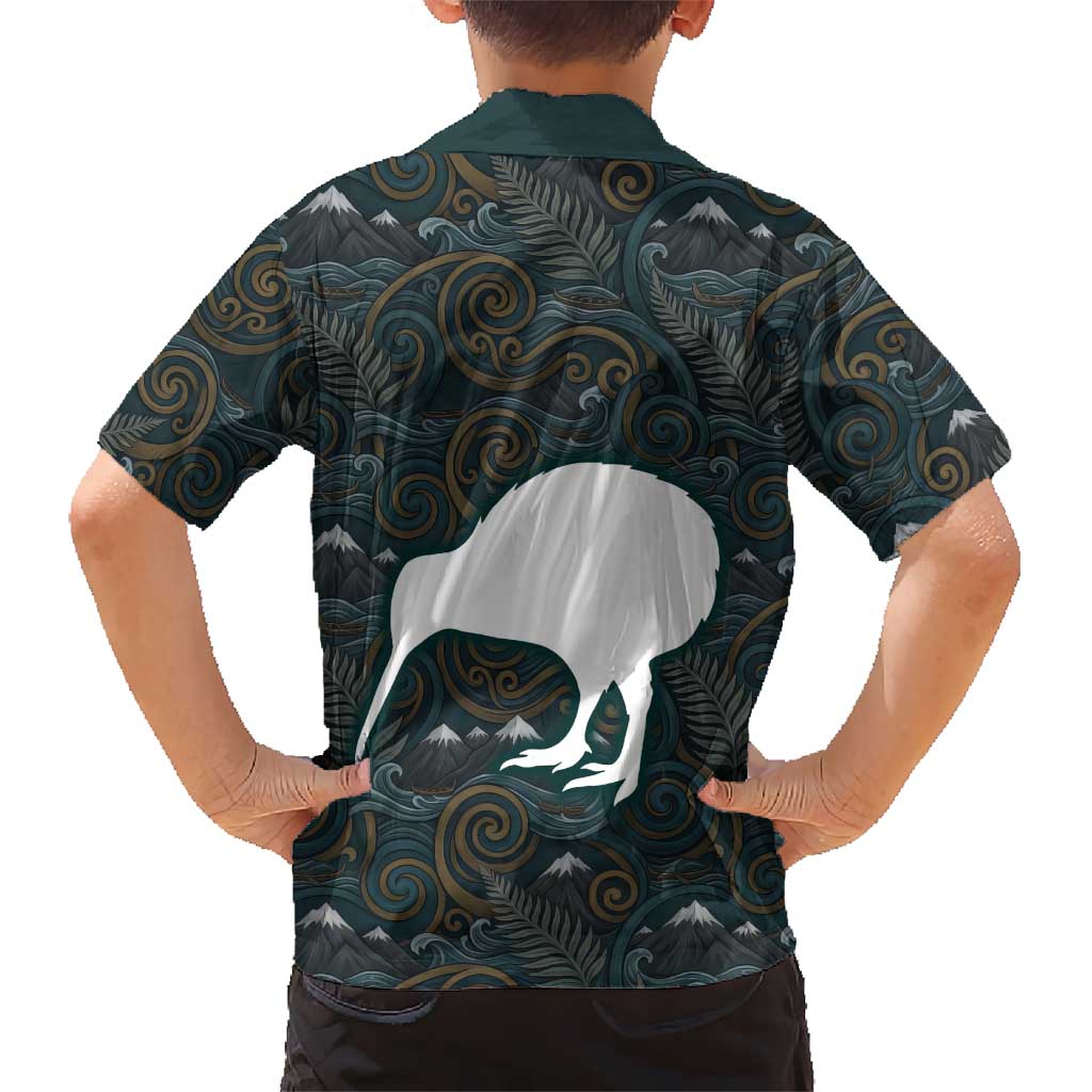 New Zealand is Calling and I Must Go Family Matching Long Sleeve Bodycon Dress and Hawaiian Shirt Kiwi Bird Silhouette