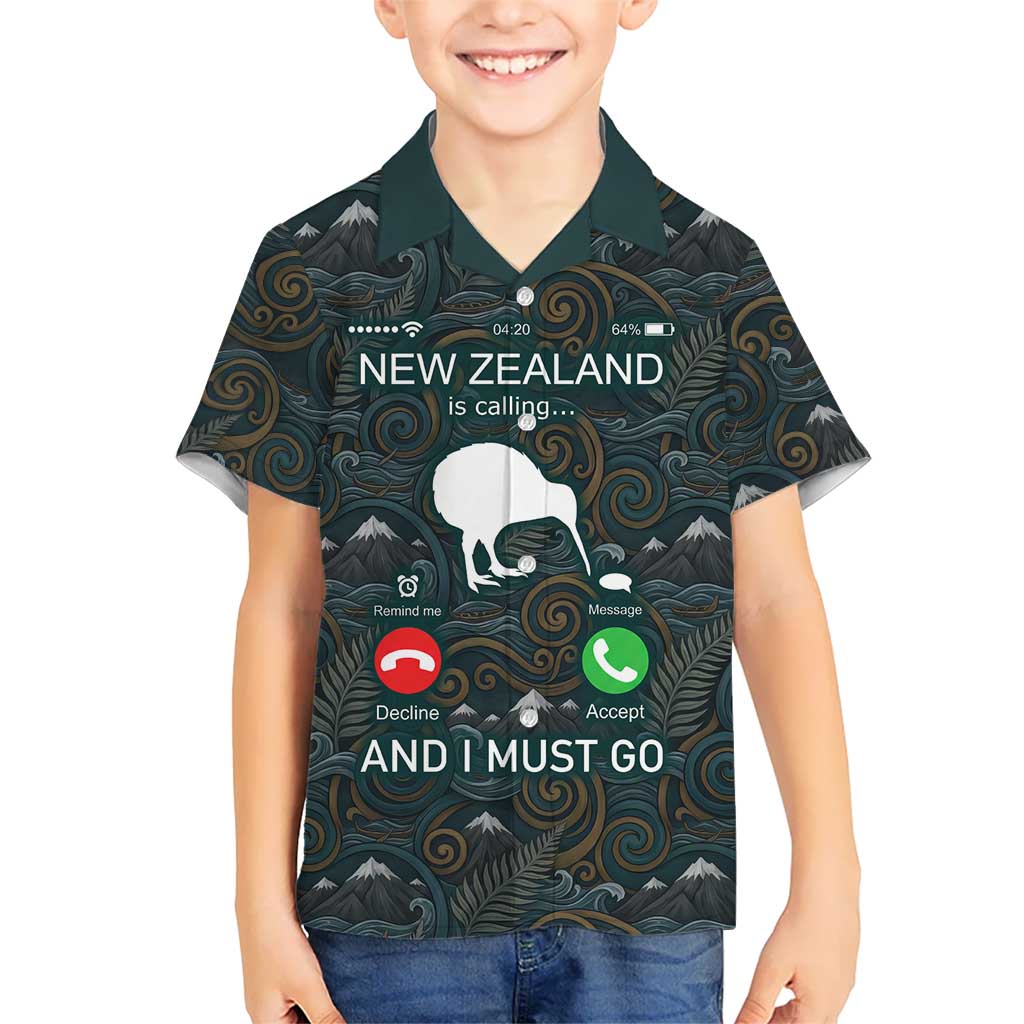 New Zealand is Calling and I Must Go Family Matching Mermaid Dress and Hawaiian Shirt Kiwi Bird Silhouette