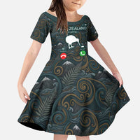 New Zealand is Calling and I Must Go Family Matching Off Shoulder Maxi Dress and Hawaiian Shirt Kiwi Bird Silhouette
