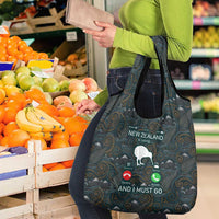 New Zealand is Calling and I Must Go Grocery Bag Kiwi Bird Silhouette