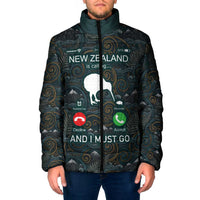 New Zealand is Calling and I Must Go Padded Jacket Kiwi Bird Silhouette TS04 Men Multicolor - Polynesian Pride