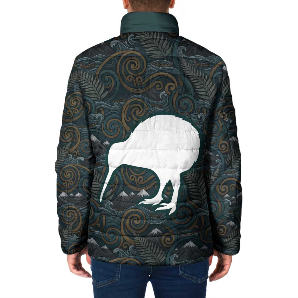 New Zealand is Calling and I Must Go Padded Jacket Kiwi Bird Silhouette TS04 - Polynesian Pride