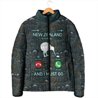 New Zealand is Calling and I Must Go Padded Jacket Kiwi Bird Silhouette TS04 - Polynesian Pride
