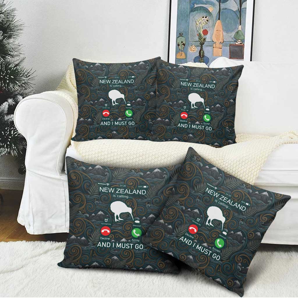 New Zealand is Calling and I Must Go Pillow Cover Kiwi Bird Silhouette