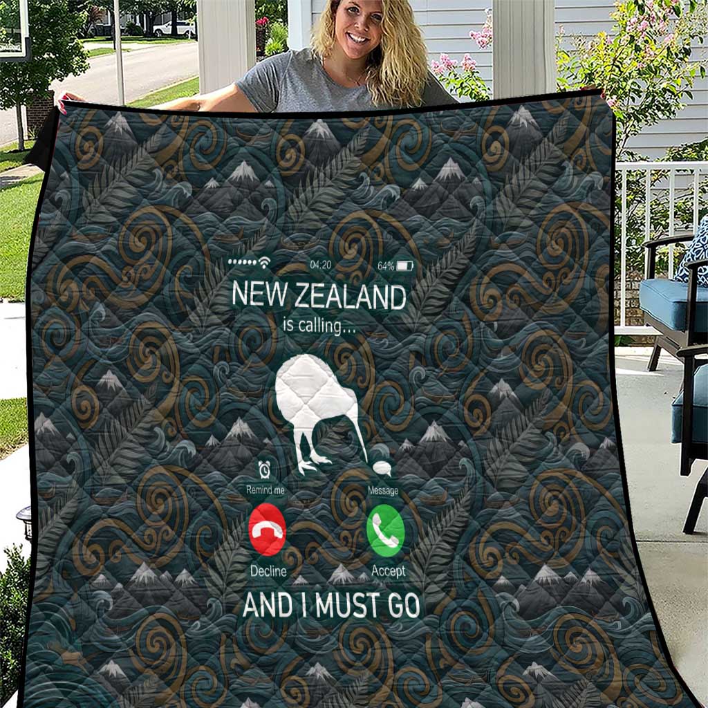 New Zealand is Calling and I Must Go Quilt Kiwi Bird Silhouette TS04 Multicolor - Polynesian Pride