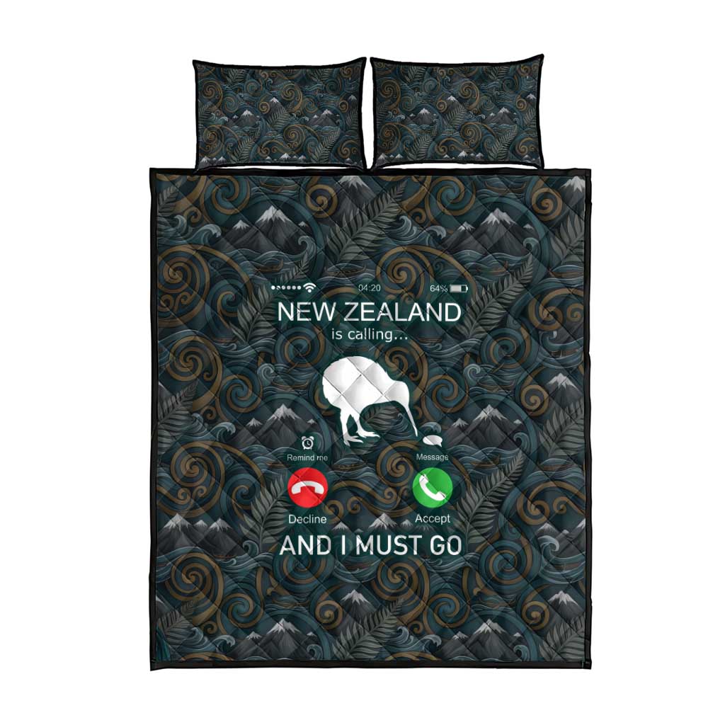 New Zealand is Calling and I Must Go Quilt Bed Set Kiwi Bird Silhouette