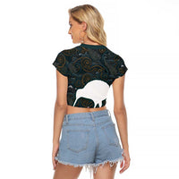 New Zealand is Calling and I Must Go Raglan Cropped T Shirt Kiwi Bird Silhouette TS04 - Polynesian Pride