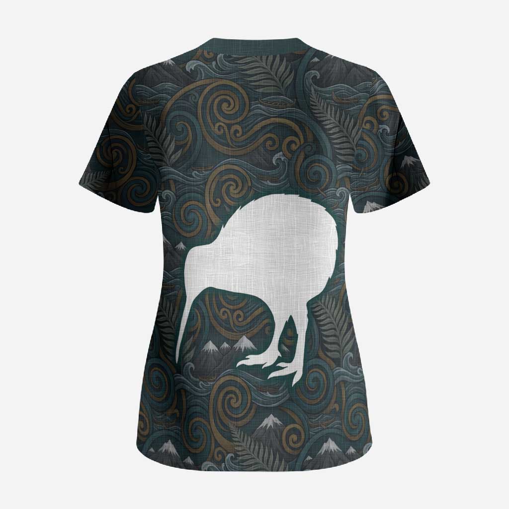 New Zealand is Calling and I Must Go Scrub Top Kiwi Bird Silhouette TS04 - Polynesian Pride