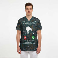 New Zealand is Calling and I Must Go Scrub Top Kiwi Bird Silhouette TS04 - Polynesian Pride