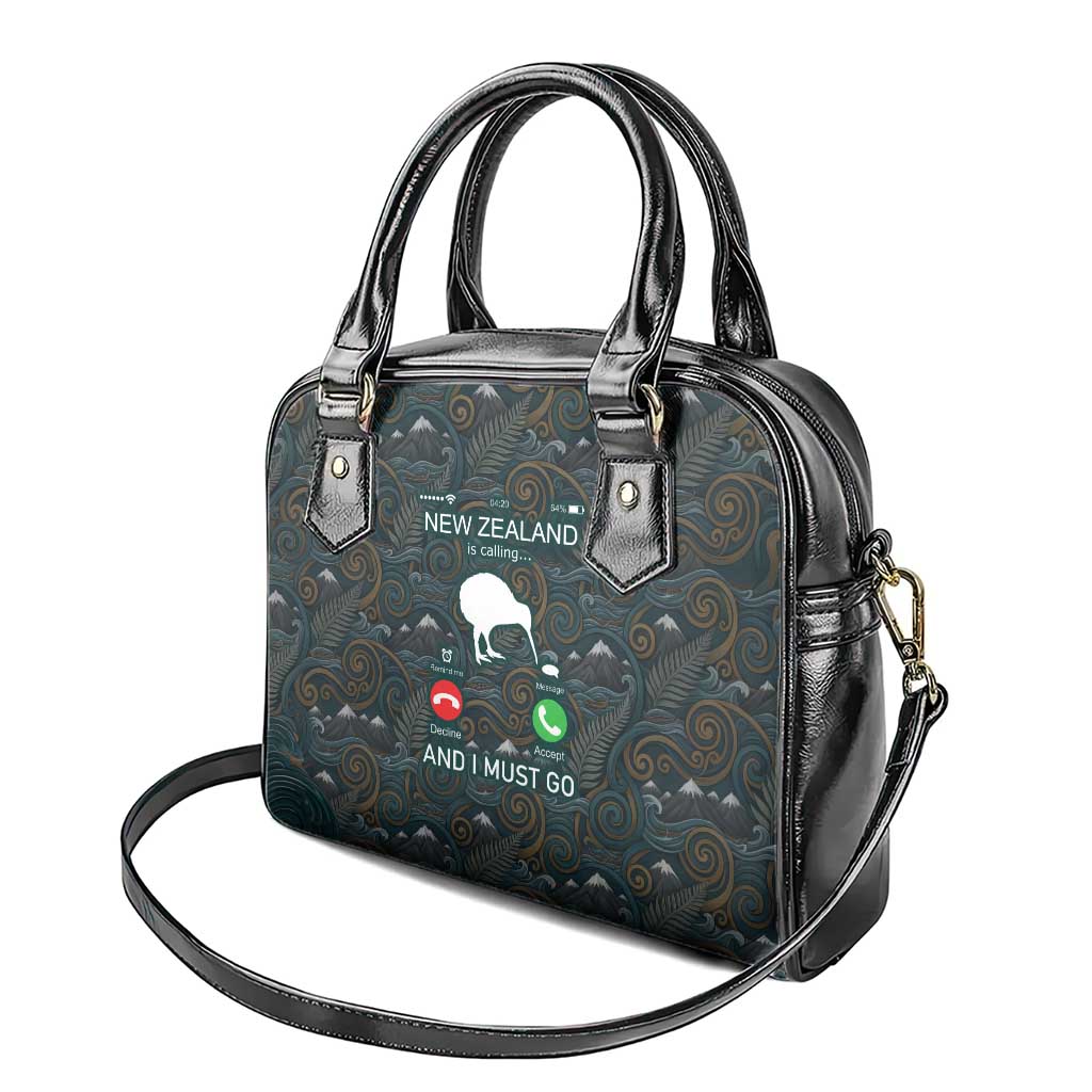 New Zealand is Calling and I Must Go Shoulder Handbag Kiwi Bird Silhouette