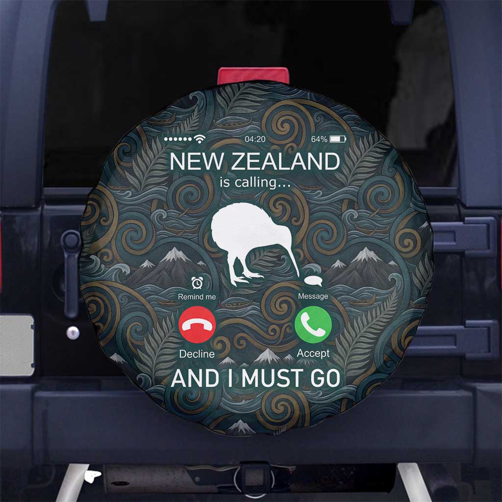 New Zealand is Calling and I Must Go Spare Tire Cover Kiwi Bird Silhouette TS04 No hole Multicolor - Polynesian Pride