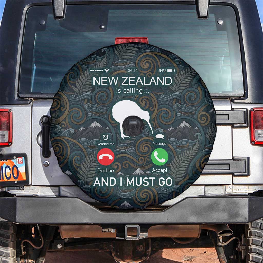 New Zealand is Calling and I Must Go Spare Tire Cover Kiwi Bird Silhouette TS04 Multicolor - Polynesian Pride