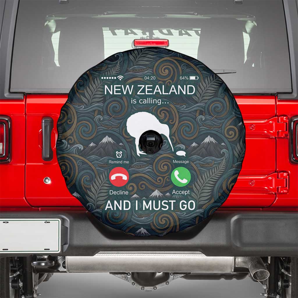 New Zealand is Calling and I Must Go Spare Tire Cover Kiwi Bird Silhouette TS04 - Polynesian Pride