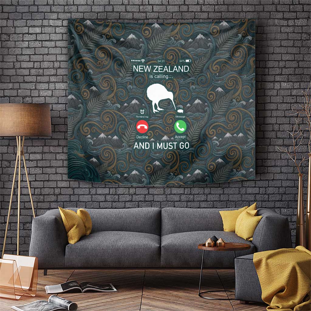 New Zealand is Calling and I Must Go Tapestry Kiwi Bird Silhouette TS04 Multicolor - Polynesian Pride