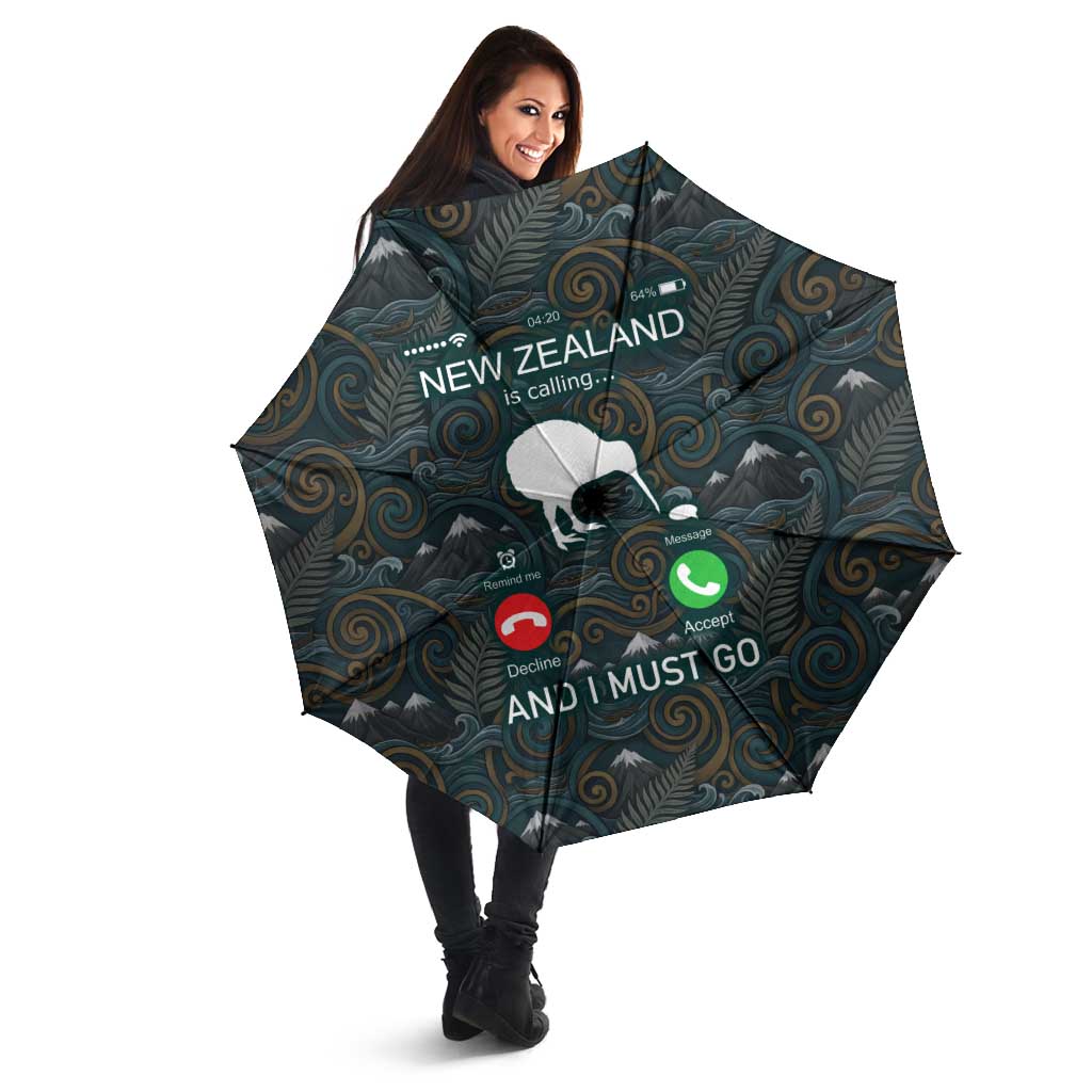 New Zealand is Calling and I Must Go Umbrella Kiwi Bird Silhouette TS04 - Polynesian Pride