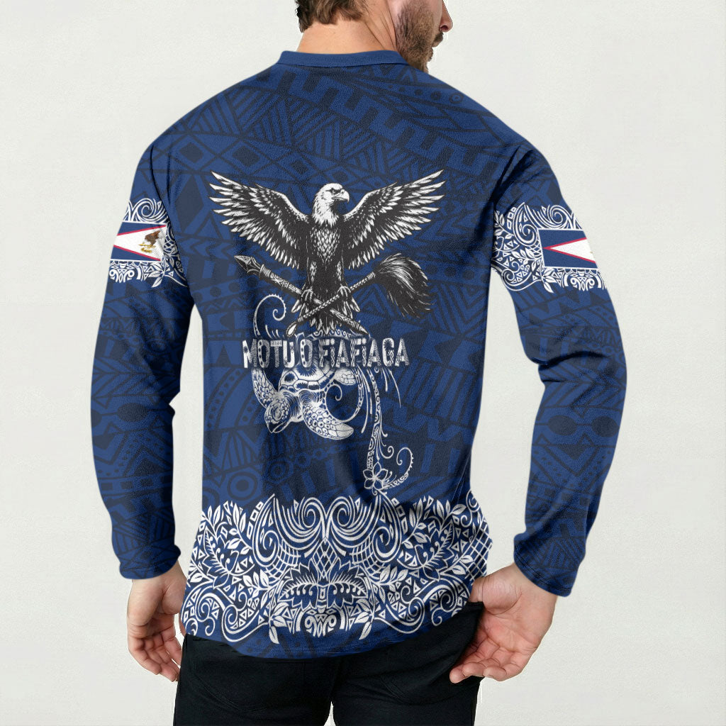 American Samoa Eagle Button Sweatshirt Sea Turtle Traditional Polynesian Tribal Tattoo