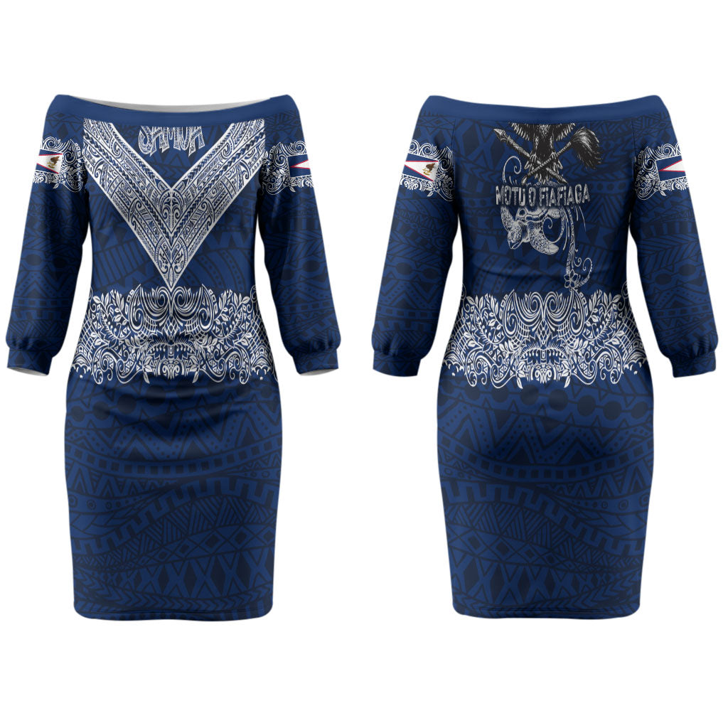 American Samoa Eagle Couples Matching Off The Shoulder Long Sleeve Dress and Hawaiian Shirt Sea Turtle Traditional Polynesian Tribal Tattoo TS04 - Polynesian Pride