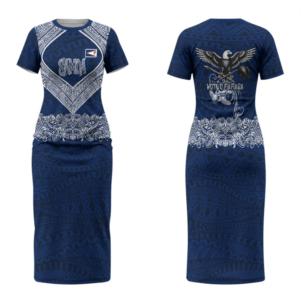 American Samoa Eagle Couples Matching Short Sleeve Bodycon Dress and Hawaiian Shirt Sea Turtle Traditional Polynesian Tribal Tattoo TS04 - Polynesian Pride