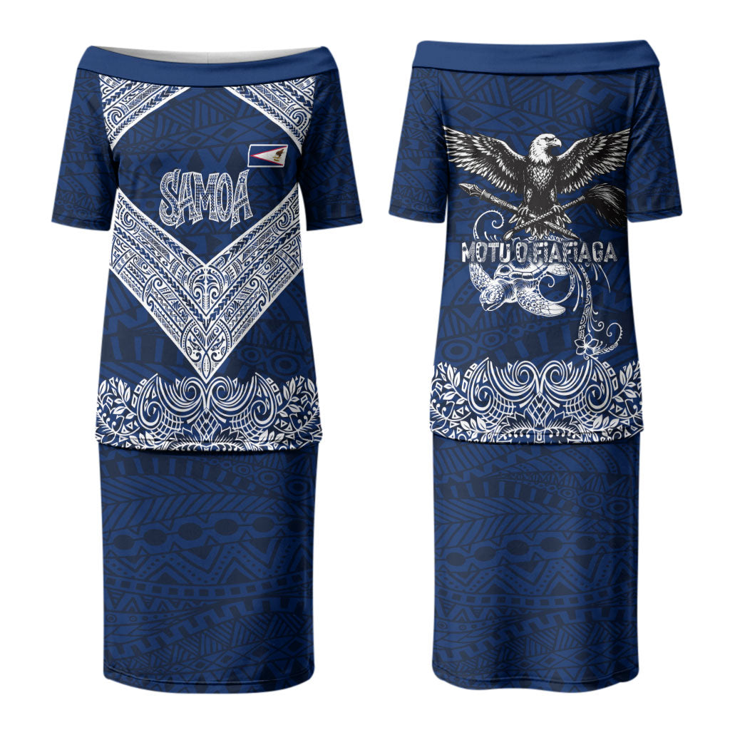 American Samoa Eagle Family Matching Puletasi and Hawaiian Shirt Sea Turtle Traditional Polynesian Tribal Tattoo
