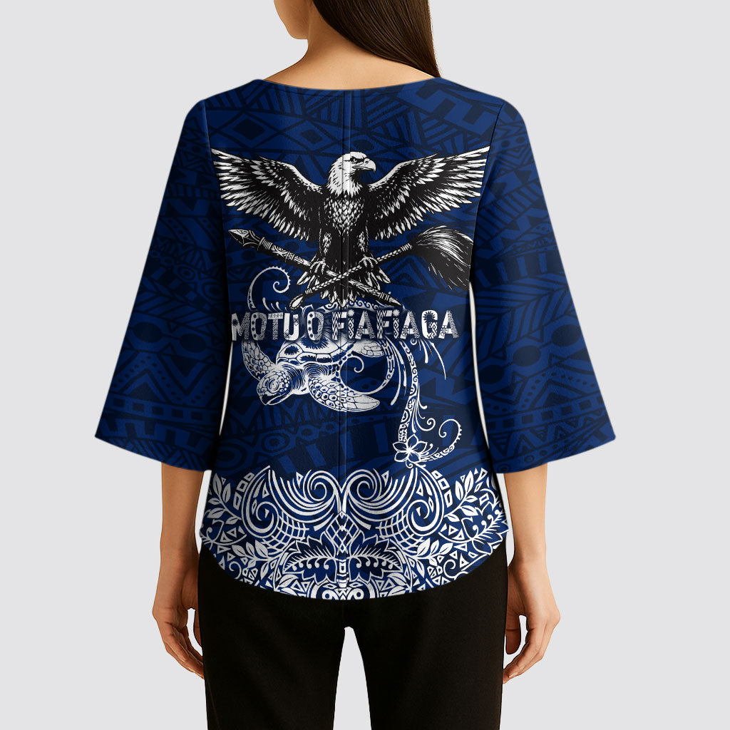 American Samoa Eagle Kimono Sleeve Blouse Sea Turtle Traditional Polynesian Tribal Tattoo