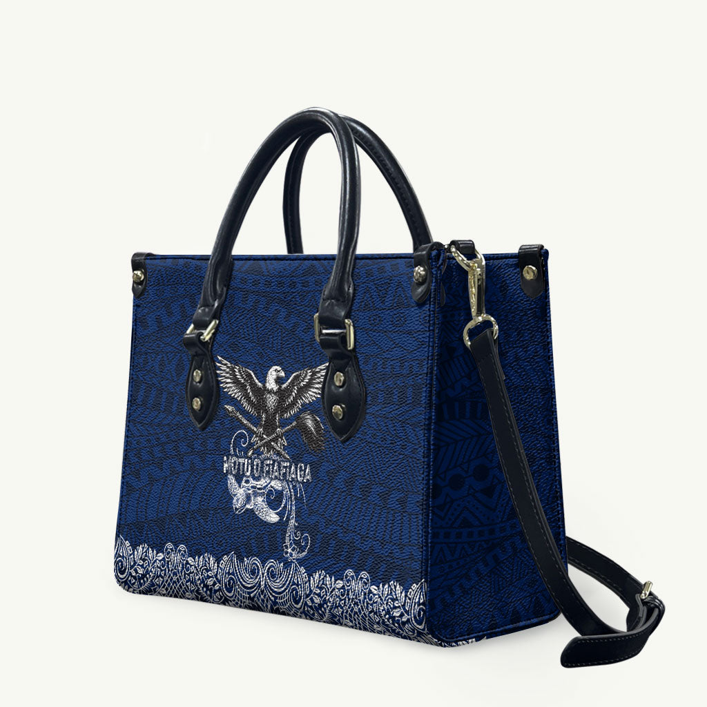American Samoa Eagle Leather Bag Sea Turtle Traditional Polynesian Tribal Tattoo TS04 Blue White - Polynesian Pride