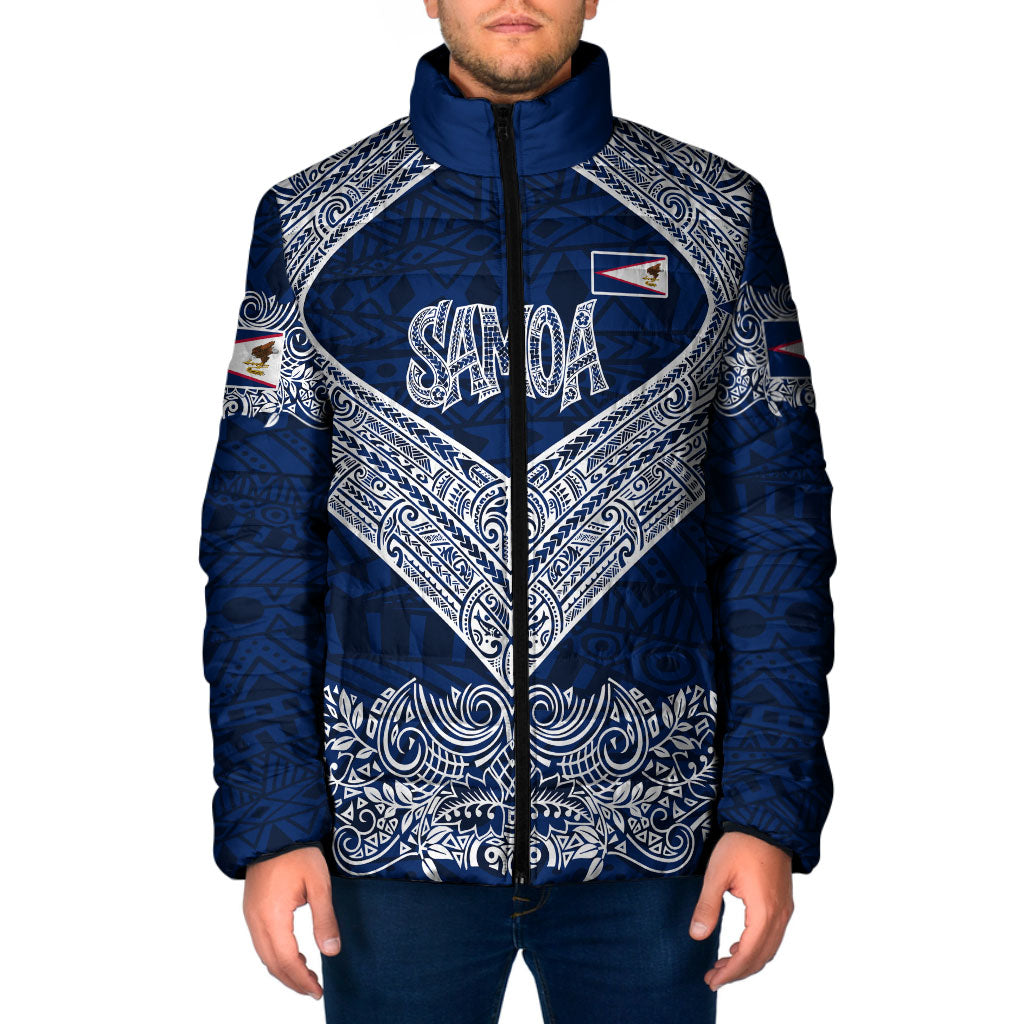American Samoa Eagle Padded Jacket Sea Turtle Traditional Polynesian Tribal Tattoo