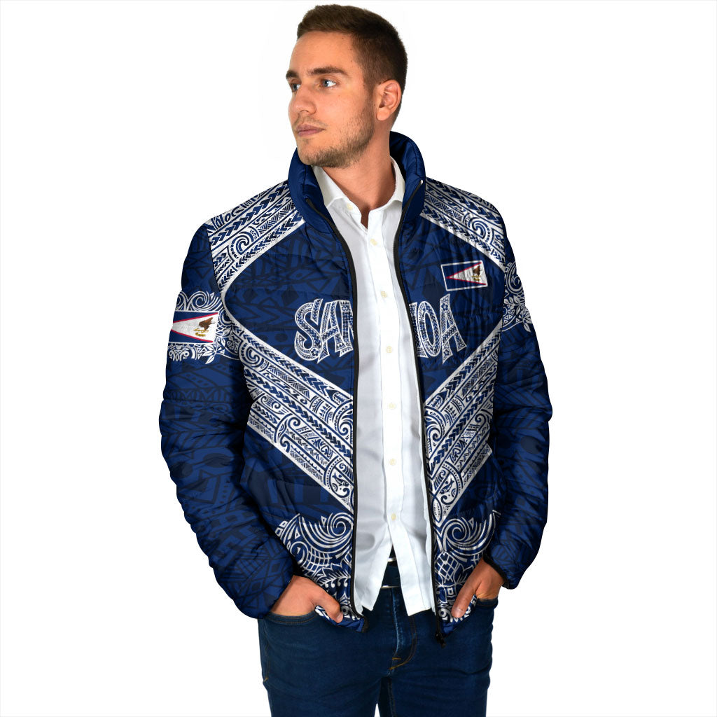 American Samoa Eagle Padded Jacket Sea Turtle Traditional Polynesian Tribal Tattoo