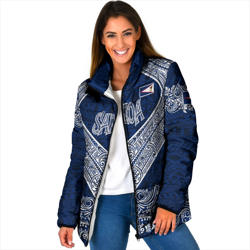 American Samoa Eagle Padded Jacket Sea Turtle Traditional Polynesian Tribal Tattoo