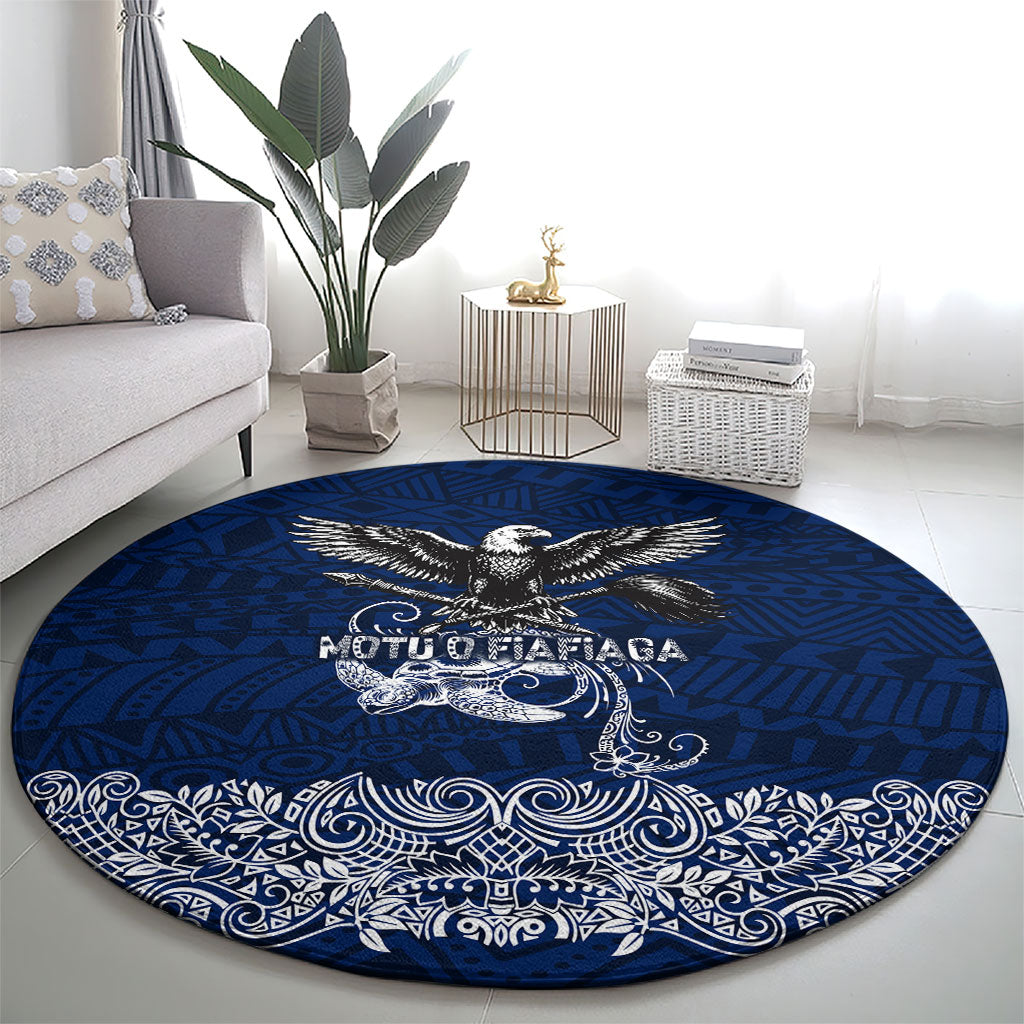 American Samoa Eagle Round Carpet Sea Turtle Traditional Polynesian Tribal Tattoo