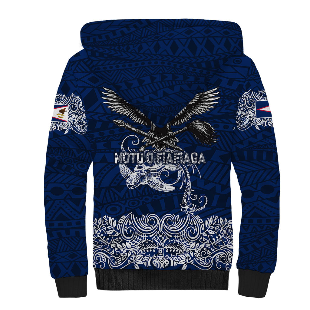 American Samoa Eagle Sherpa Hoodie Sea Turtle Traditional Polynesian Tribal Tattoo
