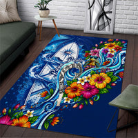 American Samoa Pago Pago Area Rug Sea Turtle And Fruit Bat - Tropical Hibiscus Flowers Polynesian