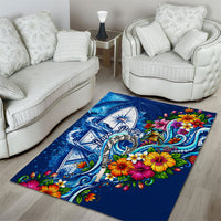American Samoa Pago Pago Area Rug Sea Turtle And Fruit Bat - Tropical Hibiscus Flowers Polynesian