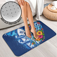 American Samoa Pago Pago Bathroom Set Sea Turtle And Fruit Bat - Tropical Hibiscus Flowers Polynesian