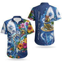 American Samoa Pago Pago Couples Matching Tank Maxi Dress and Hawaiian Shirt Sea Turtle And Fruit Bat - Tropical Hibiscus Flowers Polynesian