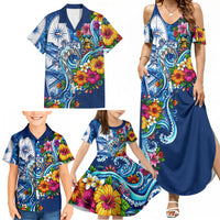 American Samoa Pago Pago Family Matching Summer Maxi Dress and Hawaiian Shirt Sea Turtle And Fruit Bat - Tropical Hibiscus Flowers Polynesian TS04 - Polynesian Pride