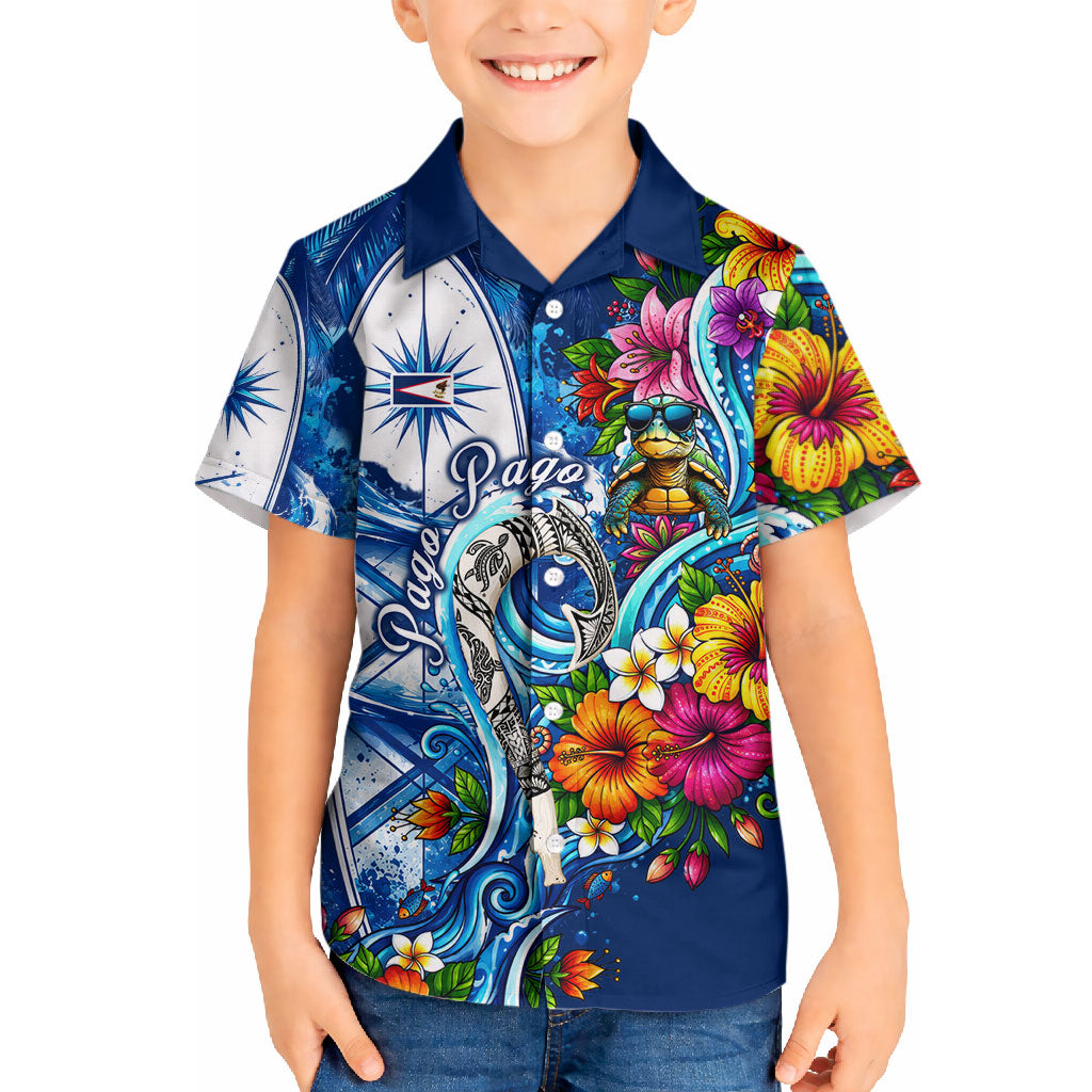 American Samoa Pago Pago Hawaiian Shirt Sea Turtle And Fruit Bat - Tropical Hibiscus Flowers Polynesian TS04 - Polynesian Pride