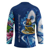 American Samoa Pago Pago Hockey Jersey Sea Turtle And Fruit Bat - Tropical Hibiscus Flowers Polynesian TS04 - Polynesian Pride