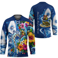 American Samoa Pago Pago Hockey Jersey Sea Turtle And Fruit Bat - Tropical Hibiscus Flowers Polynesian TS04 - Polynesian Pride
